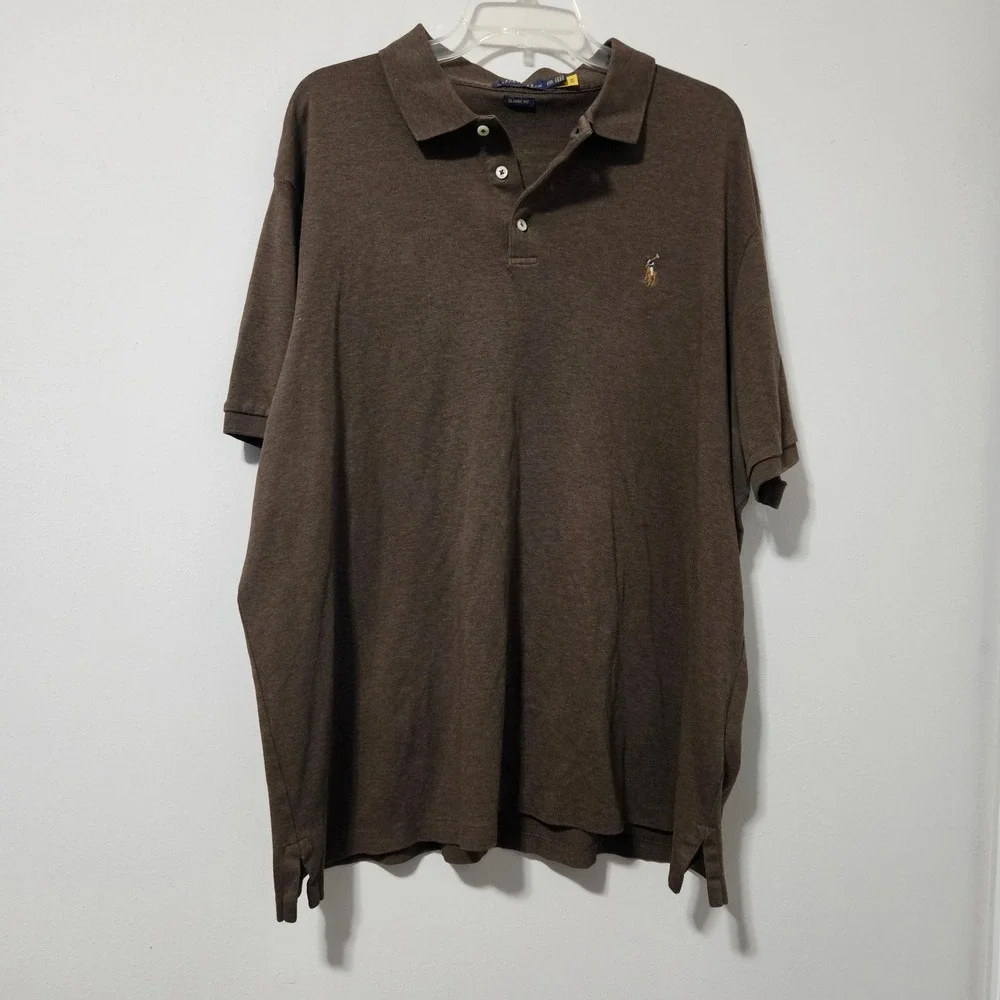 Polo Ralph Lauren Mens XXL Classic Fit Brown Short Sleeve Cotton Polo Shirt